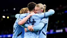 Manchester City sukses mengalahkan Club Brugge dengan skor 3-1 dalam laga matchday 8 League Phase Liga Champions 2024/2025 yang digelar di Etihad Stadium, Kamis (30/1/2025) dini hari WIB. (Mike Egerton/PA via AP)