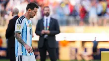 Lionel Messi #10 dari Timnas Argentina setelah kalah dari Spanyol di Final Piala Dunia 2026 di Stadion New York New Jersey pada 20 Juli 2026 di East Rutherford, New Jersey. (Andrew Harnik/Getty Images via AFP)