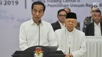 Pasangan Presiden dan Wapres terpilih, Joko Widodo atau Jokowi dan Ma'ruf Amin memberikan sambutan pada Rapat Pleno Terbuka Penetapan Presiden dan Wakil Presiden Terpilih Pemilu 2019 di Gedung KPU, Jakarta, Minggu (30/6/2019). (merdeka.com/Iqbal S Nugroho)