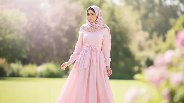 Gamis Katun dengan Potongan Pinggang Tinggi