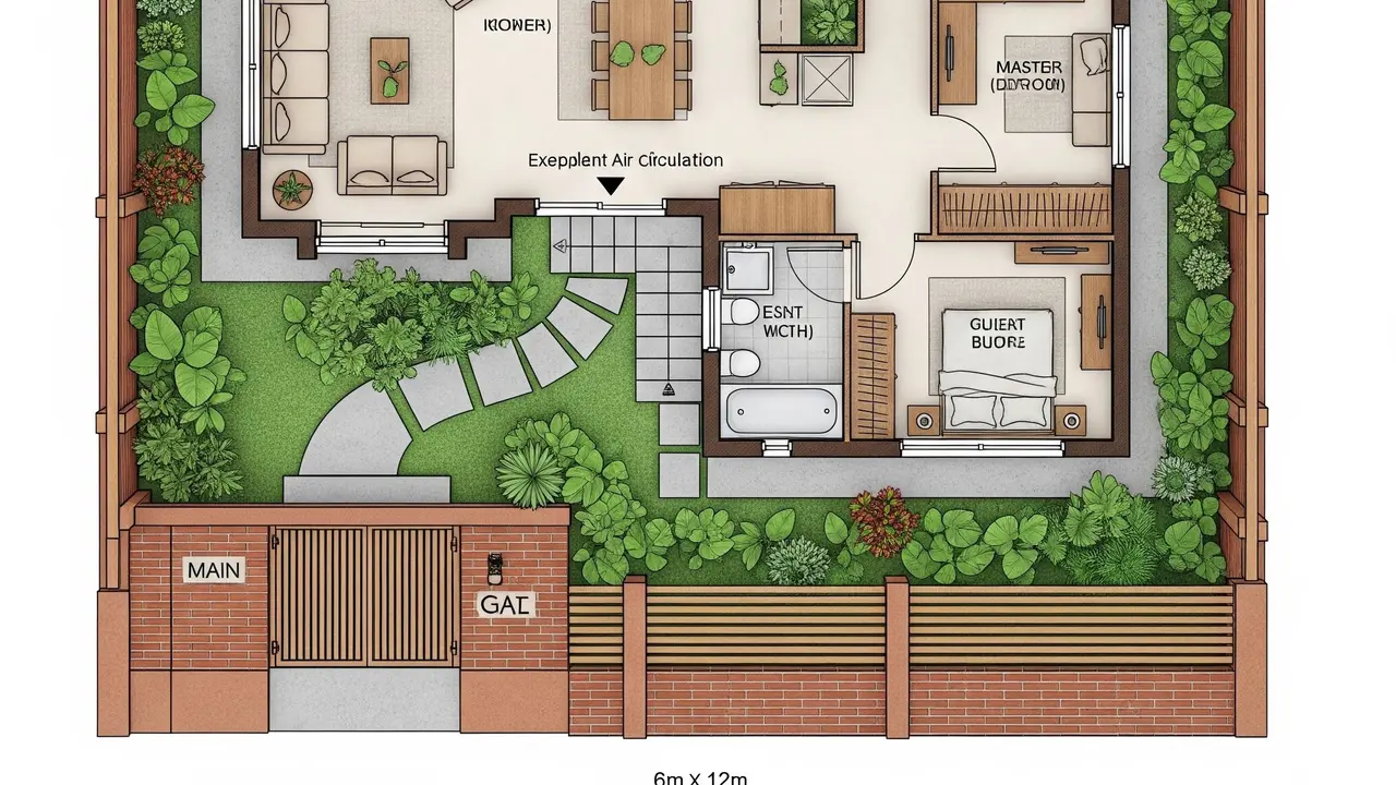 Denah Gambar Rumah Minimalis Ukuran 6x12 (Image by Gemini AI)