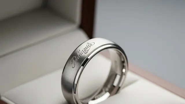 Cincin Palladium dengan Aksen Ukiran Personal