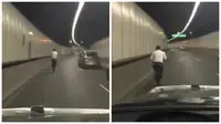 Seorang pria dewasa dikenakan tilang setelah kedapatan mengendarai skuter anak-anak di terowongan bawah laut di kota Sydney.