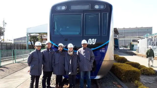 Rangkaian kereta pertama dan kedua MRT Jakarta siap untuk dikirim ke Jakarta dari Toyokawa Plant milik Nippon Sharyo, Jepang. (PT MRT Jakarta)