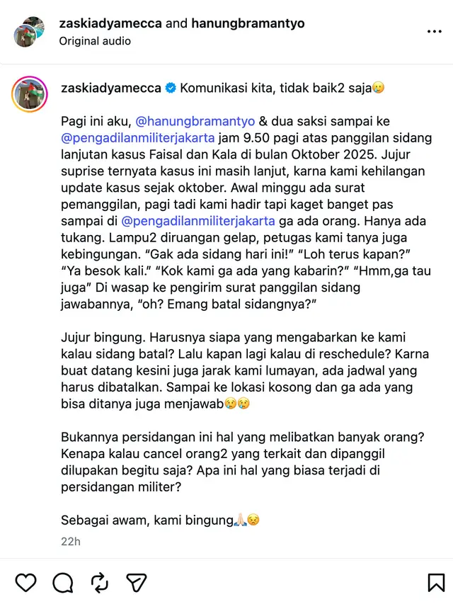 Unggahan Zaskia Adya Mecca. (Foto: Instagram @zaskiadyamecca)