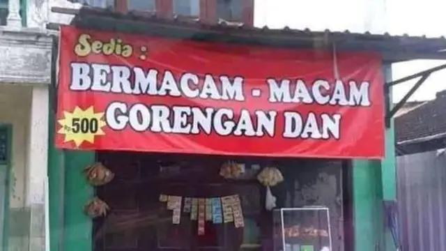 6 Spanduk Gorengan Paling Absurd Ini Bikin PembelI Enggak Habis Pikir