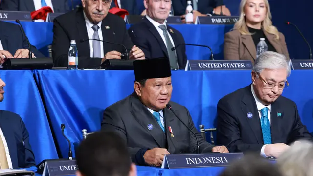 Presiden Republik Indonesia Prabowo Subianto dalam pertemuan perdana Board of Peace (BoP) di Washington DC, Kamis (19/2) waktu setempat.