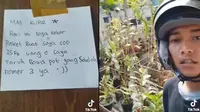 Kurir COD drama jadi Dora untuk temukan uang COD di pot bunga (Sumber: TikTok/kurirdlodok)