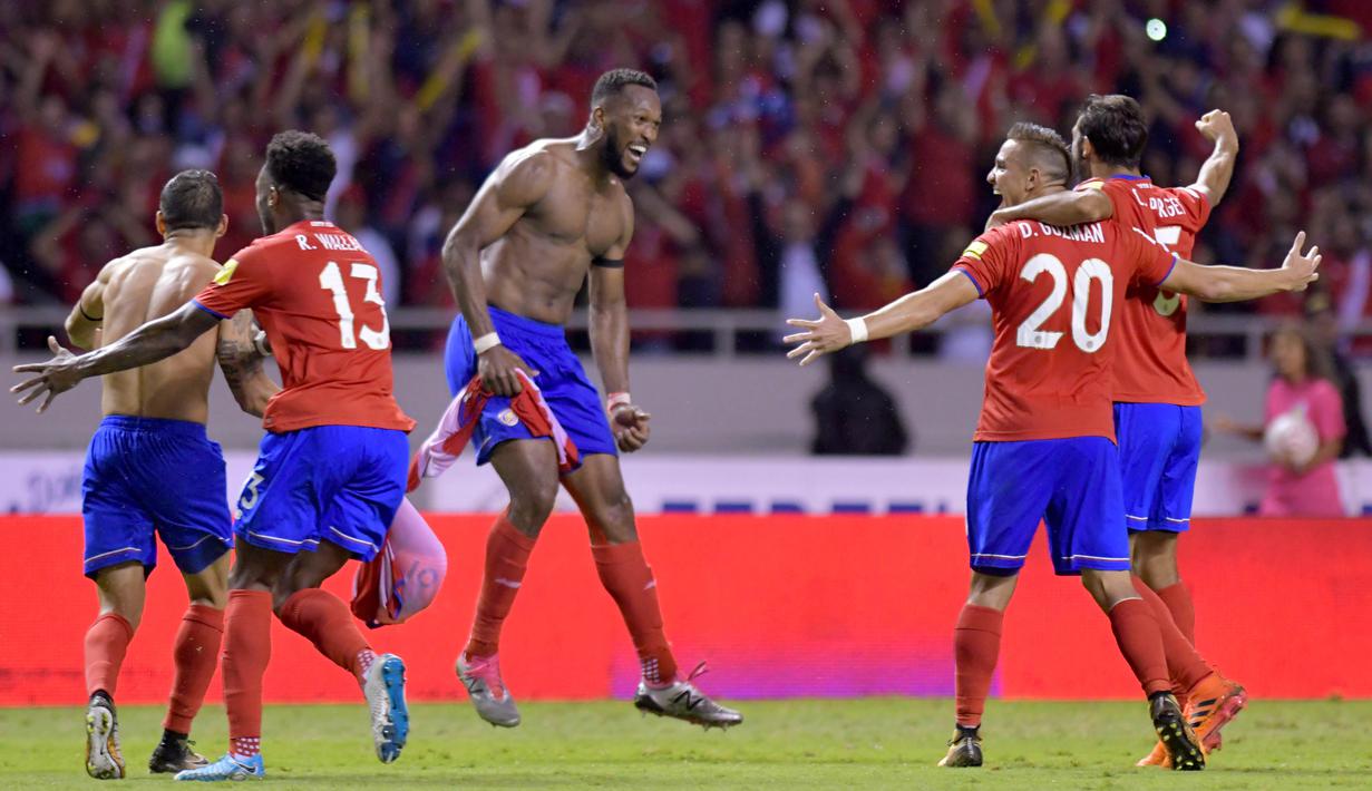 Kosta Rika lolos ke putaran final Piala Dunia 2018 setelah menempati peringkat kedua klasemen zona CONCACAF pada laga kualifikasi dengan raihan 16 poin. (AFP/Ezequiel Becerra)