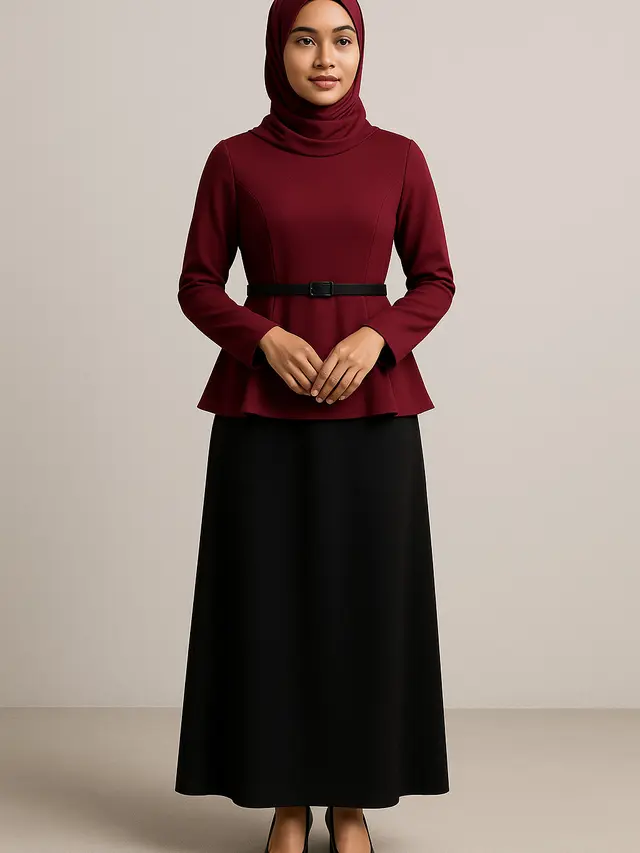 Gamis Peplum Kombinasi Bold (Foto: ChatGPT)
