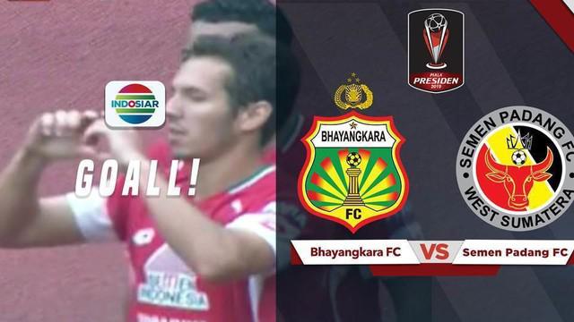 Berita video gol spektakuler Semen Padang yang dicetak Nildo Victor Juffo ke gawang Bhayangkara FC pada laga perdana mereka di Grup B Piala Presiden 2019 di Stadion Patriot, Bekasi, Minggu (3/3/2019).