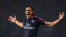 Penyerang PSG, Edinson Cavani mencatatkan namanya dalam daftar pemburuan top scorer Liga Champions 2017-2018. Saat ini Cavani telah mengoleksi empat gol untuk PSG. (AFP/Franck Fife)