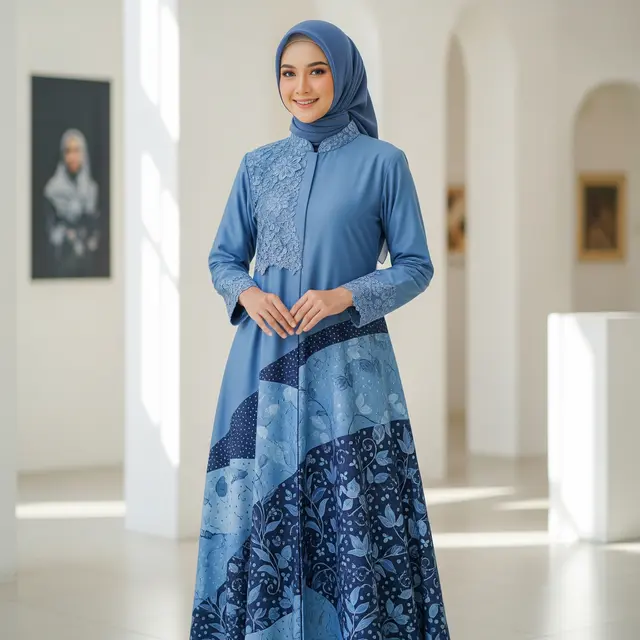 Gamis Batik Brokat Kekinian untuk Tren 2026 (Gemini AI)