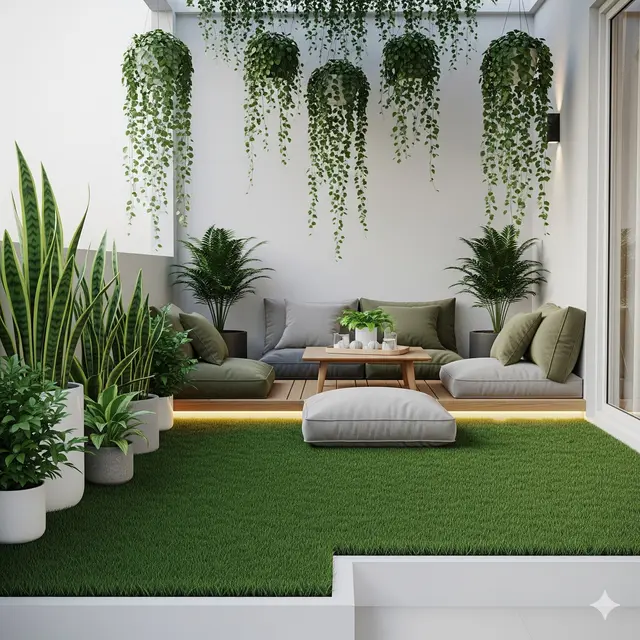 Lesehan dengan Rumput Sintetis