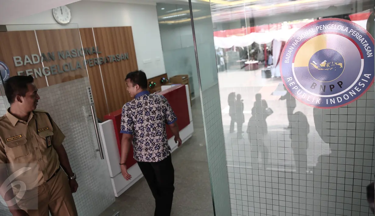Suasana Kantor Badan Nasional Pengelola Perbatasan (BNPP) yang baru diresmikan di Jakarta, Kamis (19/5). BNPP sendiri merupakan lembaga yang bertanggung jawab mengkordinasikan pengelolaan perbatasan negara. (Liputan6.com/Faizal Fanani)