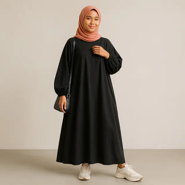 Model Gamis Hitam Kekinian Agar Tidak Monoton/Gambar ilustrasi oleh AI