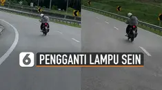 Ada-ada saja yang dilakukan pemotor ini ketika lampu sein motornya mati.