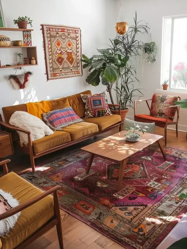 Ruang Keluarga Nyaman Gaya Bohemian