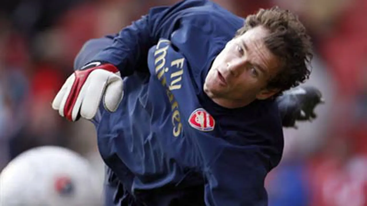 Jens Lehmann beraksi mengenakan seragam Arsenal, Januari 2008.