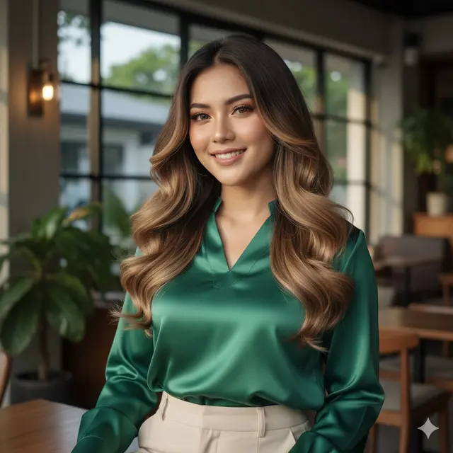 Model Rambut Wanita Panjang Bergelombang (Foto: Gemini AI)