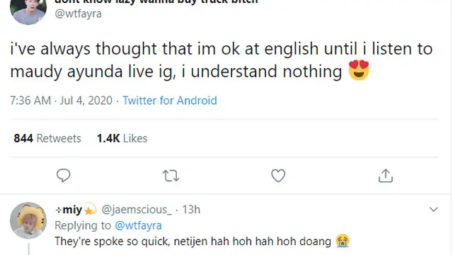 Maudy Ayunda Bertengkar dengan Kekasih Pakai Bahasa Inggris, Ini 8 Respons Kocak Netizen