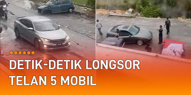 VIDEO: Detik-Detik Longsor Telan 5 Mobil di Selangor Malaysia