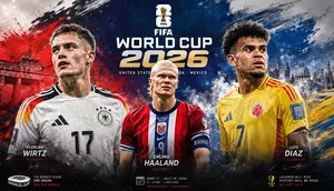Florian Wirtz, Erling Haaland, dan Luis Diaz menuju Piala Dunia 2026. (Bola.com/Generated AI)
