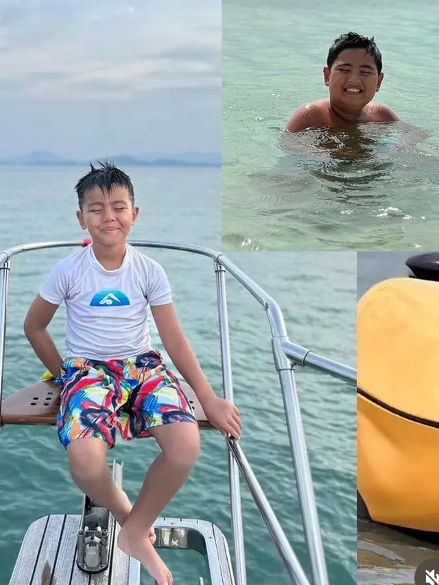 Nia Ramadhani dan anaknya saat Liburan di Pantai. [@ramadhaniabakrie]