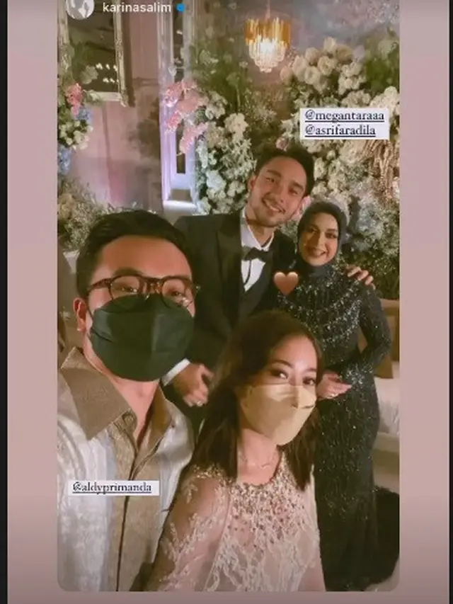 Karina Salim hadir di resepsi pernikahan Achmad Megantara  (Foto: Instagram/@megantaraaa)