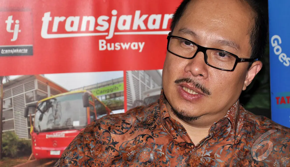 Direktur Utama PT Transjakarta, Antonius Kosasih melakukan jumpa pers, Jakarta (3/9/2014) (Liputan6.com/Miftahul Hayat)