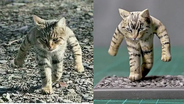 Seniman Jepang Ini Buat Patung yang Terinspirasi dari Foto Unik Kucing
