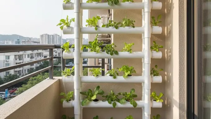 Ilustrasi Ide Rak Vertikal dari Pipa PVC  Rak Vertikal/Gemini AI