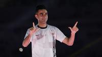 Pemain Persija Jakarta, Otavio Dutra, saat pengenalan tim untuk kompetisi musim 2020 di SUGBK, Jakarta, Minggu, (23/2/2020). (Bola.com/M Iqbal Ichsan)