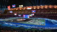 Upacara penutupan atau closing ceremony SEA Games 2023 di Morodok Techo National Stadium, Phnom Penh, Kamboja, Rabu (17/5/2023) malam WIB. (TANG CHHIN SOTHY / AFP)