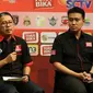 Direktur Utama PT Gelora Trisula Semesta, Joko Driyono memberikan keterangan kepada wartawan saat press conference Torabika Soccer Championship di Main Hall SCTV, Jakarta, Rabu (21/12). (Liputan6.com/Gempur M. Surya)