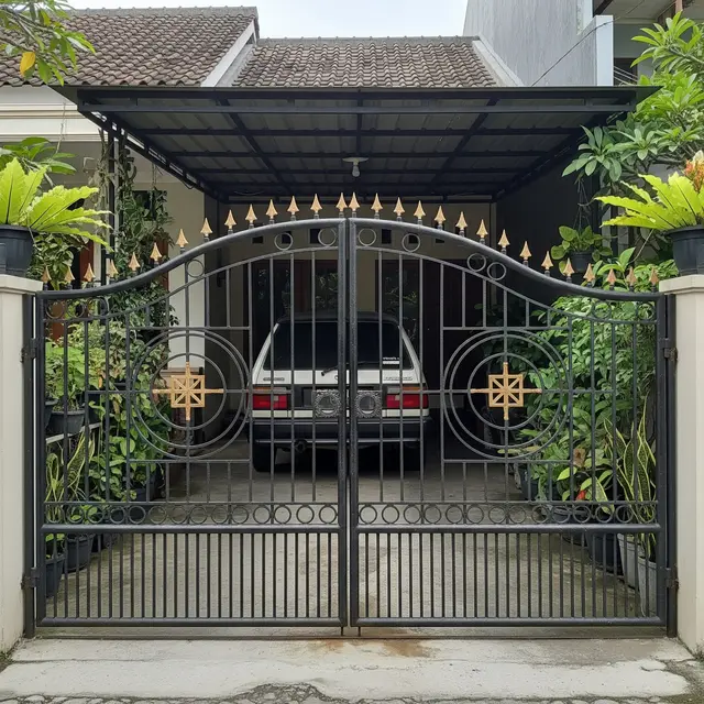 9 Model Pagar Besi Lipat Dua Daun untuk Carport Kecil