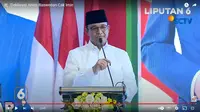 Bakal Capres Anies Baswedan menyampaikan pidato di acara deklarasi Capres-Cawapres Anies - Muhaimin Iskandar atau Cak Imin di Hotel Majapahit, Surabaya. (Liputan6.com)