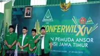 Ketua Umum GP Ansor Yaqut Cholil Qoumas bersama tiga kandidat Ketua PW GP Ansor Jatim Gus Abid, Gus Syafiq dan Ghufron Siradj. (Dokumen GP Ansor)