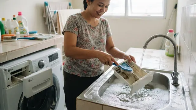 Cuci Laci Deterjen Secara Berkala (AI Generated)