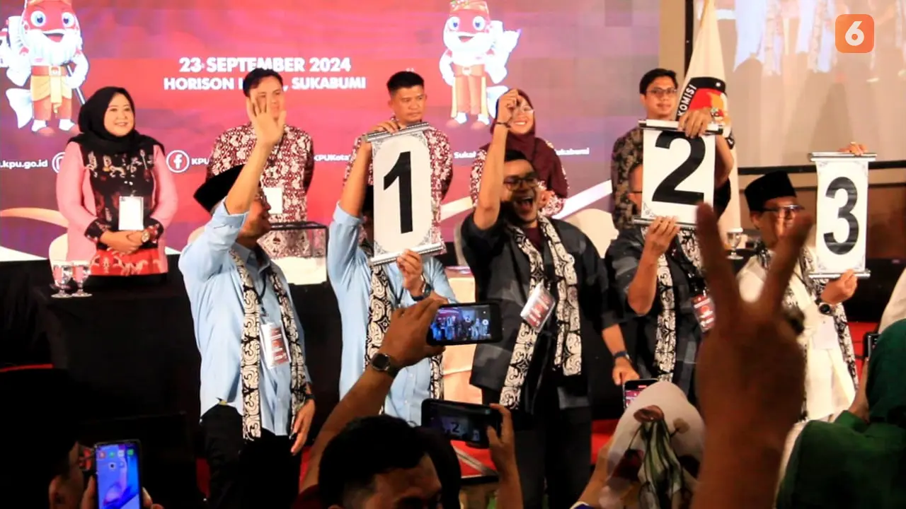 KPU Kota Sukabumi resmi tetapkan nomor urut tiga Pasangan Calon Kepala Kepala Daerah Kota Sukabumi (Liputan6.com/Fira Syahrin).