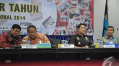 Badan Narkotika Nasional (BNN) menggelar refleksi akhir tahun terkait penanganan pemberantasan narkoba selama kurun waktu 2014, Jakarta, Selasa (23/12/2014). (Liputan6.com/Herman Zakharia)