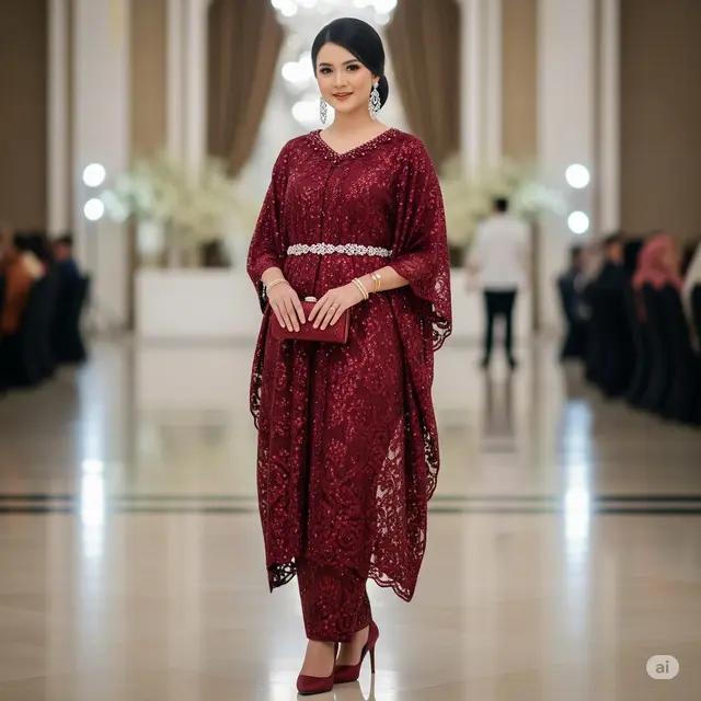 Baju Kondangan Burgundy. Foto: Gemini