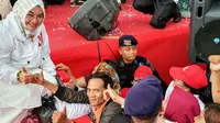 Istri Ma'ruf Amin ikut mendampingi suaminya kampanye di Tangerang.