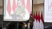 Sekretaris Kementerian Koordinator Bidang Perekonomian Susiwijono Moegiarso menyampaikan sambutan dalam acara Bincang Stranas PK: Kok Bisa Rapor Logistik Turun Saat Pelabuhan di Indonesia 20 Besar Terbaik Dunia. (Dok Kemenko Perekonomian)