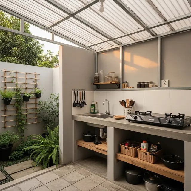 6 Desain Dapur Belakang dengan Baja Ringan yang Bisa Dibangun Bertahap