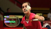 Pebulutangkis tunggal putri Spanyol, Carolina Marin, saat bertanding melawan pebulutangkis Malaysia, Tee Jing Yi, dalam Kejuaraan Dunia Bulutangkis 2015 di Istora Gelora Bung Karno, Senayan, Jakarta. Selasa (11/8/2015). (Bola.com/Arief Bagus)