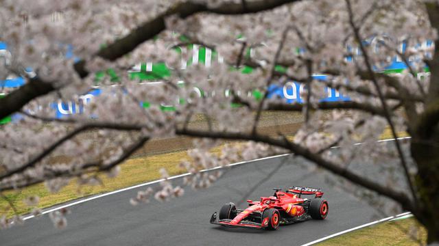 Foto: Momen Indah saat Para Pembalap Formula 1 Melintasi Bunga Sakura yang Sedang Mekar di GP Jepang 2024