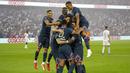 Laga yang berlangsung di Parc des Princes, Minggu (15/8/2021) dimenangkan oleh Les Parisiens dengan skor 4-2. (Foto/AP/Francois Mori)