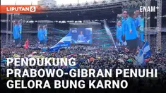 Massa pendukung pasangan nomor urut dua, Prabowo Subianto-Gibran Rakabuming Raka memadati lokasi kampanye akbar terakhir  Pilpres 2024 di stadion GBK. Lautan massa pendukung ada didalam stadion GBK.