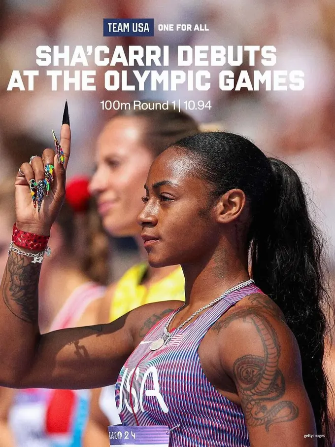 6 Gaya Pelari AS Sha’Carri Raih Medali Perak di Olimpiade Paris 2024, Tetap Slay Pakai Nail Art